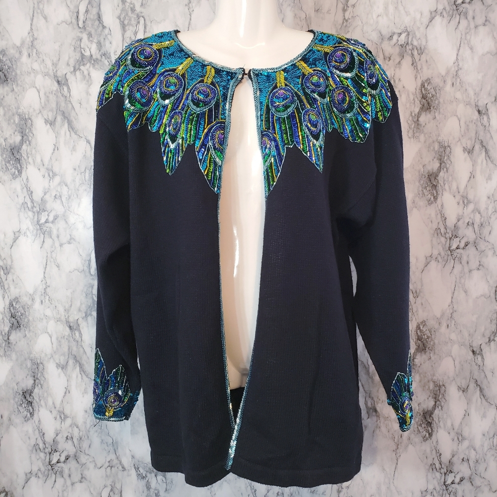 Alexa Grace Sequin Peacock Cardigan